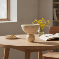 Tabletop Bowl with Pedestal Base Polished Footed Bowl Solid for Entryway Console