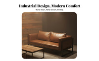 High-Density Foam Cushion Industrial Bar Furniture Set Heavy Duty Industrial Booth Sofa Easy to Clean Metal Frame Faux Leather Sofa Scratch Resistant for Cafe Owners, Interior Designers, Tavern, Lounge, Hotel