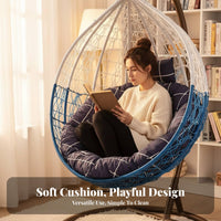 Washable Hanging Egg Chair Cushion Removable Cover Nest Chair Replacement Cushion Easy to Clean for Adults, Kids, Patio, Garden, Living Room