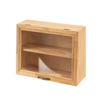 Wooden Tabletop Cabinet with Drawer Dustproof Display Cabinet with Drawers 2-Tier Figure Display Box Compact for Collectors