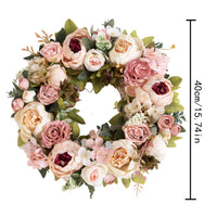 Artificial Flower Wreath with Violet, Morning Glory, and Eucalyptus, 40cm, for Home Door Decoration
