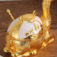 Camel Condiment Jar Gold-Colored Decorative Camel Jar Embossed