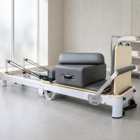 Aluminum Alloy Foldable Pilates Reformer Bed Padded Pilates Reformer Bed Resistance Ropes Pulley System