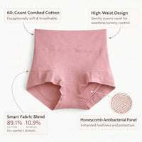 Women's High Waist Underwear with Shaping Control, 60-Count Combed Material Knickers Multipack for Ladies, Postpartum C Section Triangle Briefs