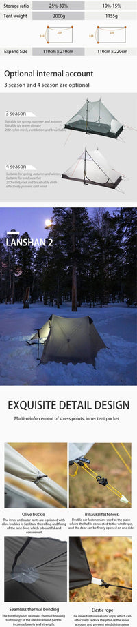 LanShan 2 3F UL GEAR 2 Person 1 Person Outdoor Ultralight Ca