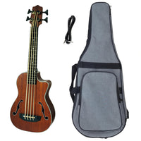 Bass Ukulele with Pickup Ergonomic Design Bass Guitar 4-String Instrument for Home Practice