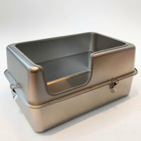 Enclosed Cat Toilet with Lid, Large Pet Toilet in Stainless Steel Metal Waste Receptacle Style, Fully Enclosed Indoor Cat Toilet for Odor Control