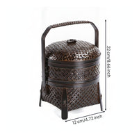 Bamboo Basket with Lid Handwoven Bamboo Basket with Handle Handmade Storage Container Box for Kitchen