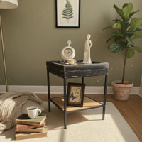Sliding Top Storage Box Vintage Design Side Table Multi-Functional for Balcony