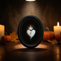 Oval Photo Wooden Photo Display in Black Wooden Picture Frame Decorative for Entryway, Halloween