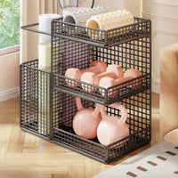 Home Gym Storage Rack Wirefitness Storage Rack Mat Storage Rack Large Capacity Gym Organizer with Side Compartment for Fitness Enthusiasts, Yogis
