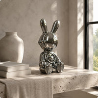 Astronaut Rabbit Figurine Reflective Surface Astronaut Rabbit Statue Cute