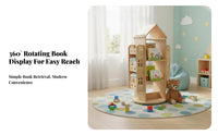 Rotating Book Display Unit Tower 360-Degree Rotation Revolving Book Tower Space-Saving Sturdy Base for Children, Students