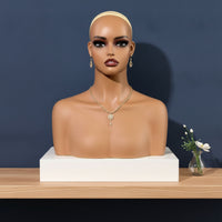 Mannequin Head with Shoulders Skin-Tone Female Display Bust Female Mannequin Head for Jewelers