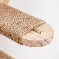 Wall Mounted Cat Shelves and Steps, Wood Climbing Ladder with Sisal Rope, Multi-Tier Indoor Stairs for Play and Rest, Light Wood and Beige Design