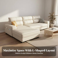 Cat-Scratch Resistant L-Shaped Sectional Sofa Wide Seating Minimalist Sectional Couch with Chaise Solid Wood Frame Modern Chaise Lounge Couch High-Density Foam for Pet Owners, Apartment Dwellers, Homeowners, Small Areas, Home, Studio, Office