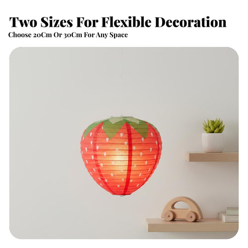 3D Strawberry Paper Lantern, Oval Shape, Children's DIY Party Foldable