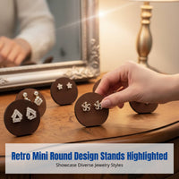Mini Round Earring Card Holder, Vintage Jewelry Display Stand, Artistic Double Tier Organizer, Market Stall Display, Photo Prop
