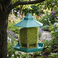 Hanging Bird Feeder with Hexagonal Roof, Outdoor Bird Feeder for Garden Supplies, Garden Bird Feeder for Stylish Outdoor Decor