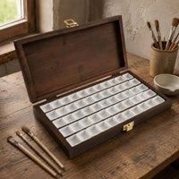 60-Slot Storage Box Hinged-Lid Bamboo Storage Box Dark Wood