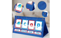 Word Building Desktop Pocket Chart Simple Storage Phonics Board with Cards Double-Sided Word Spelling Board for Teachers, Young Learners, Classroom