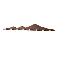 Wooden Hook Rack with Brass Hooks Multi-Purpose Wave-Shaped Coat Hanger Sturdy