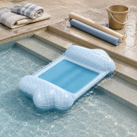 Two Air Chambers Mesh Lounge Mat Raised Side Sections Floating Lounge Mat with Pump Inflatable Pool Mat Rectangular for Adults, Children, Beach
