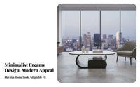 Dual-Level Oval Coffee Table Minimalist Design Household Furniture With Storage Shelf Small Space Solution