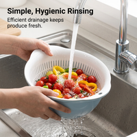 Draining Basket for Fruit Vegetable Washing Food Strainers, 2 in 1 Fruit Cleaning Bowl with Strainer Container