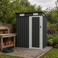 Metal Storage Shed Sloped Roof Outdoor Tool Shed Compact for Rooftop