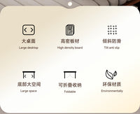 可升降折叠床上小桌子简约宿舍学生写字床上书桌学习调节高度支架家用卧室坐地飘窗懒人笔记本电脑办公小桌板 【高级灰】卡槽+杯托+抽屉60*40*28CM