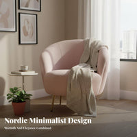 Upholstered Barrel Chair Light Luxury Aesthetic Living Room Furniture Plush Upholstery Wrap-Around Backrest for Lounge Area