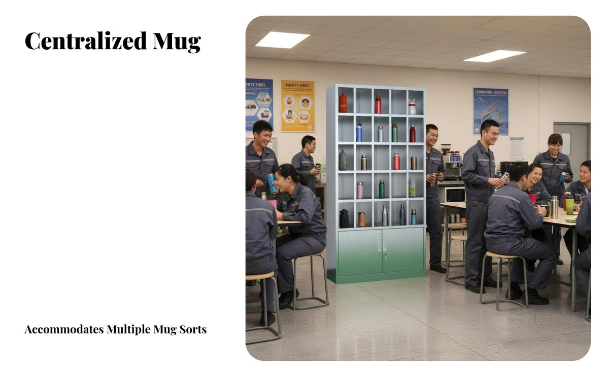 Numbered Compartments Multi-Compartment mug Locker Space-Saving Workplace Furniture sturdy Construction Organizer Rack for Factory Workers, Workshop Staff, Employees, Breakroom, Canteen, Office