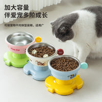 宠物碗蛋糕型猫碗不锈钢防黑下巴护颈高脚碗可拆洗防打翻猫碗狗碗
