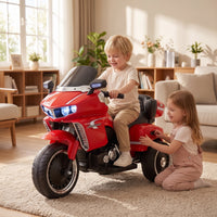 Push-Along Motorcycle Three-Wheel Motorcycle with Headlights Slip-Resistant Electric Push-Along with Backrest for Sidewalk, Playroom