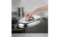 Oval Lid Rust-Resistant Stainless Steel Lid Pan Lid with Knob for Cooks, Caterers, Kitchen, Buffet, Stovetop
