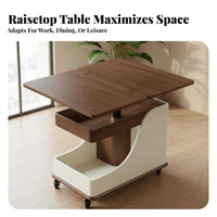 C-Shaped Rolling Desk Space-Saving End Table Height Adjustable for Living Room