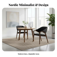 Curved Support Wooden Chair Nordic Design Upholstered Wooden Chair With Armrests Minimalist Design & Aesthetic for Dining Room
