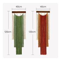 Boho Fringe Wall Hanging Bohemian Aesthetic Wooden Dowel Tapestry