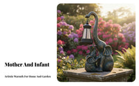 Mother and Calf Animal Outdoor Light Waterproof Solar Elephant Statue Weather Resistant Outdoor Decoration for Gardeners, Patio, Yard, Pathway