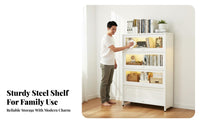 Dust-Proof Bookcase with Glass Doors Dustproof Glass Door Storage Cabinet Modern Minimalist Design Floor Standing Bookcase Easy to Clean for Book Lovers, Homeowners, Collectors, Living Room, Study, Bedroom, Playroom