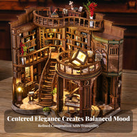 Decorative DIY Wooden Book-Hall Kit Easy to Assemble LED Miniature Bookstore