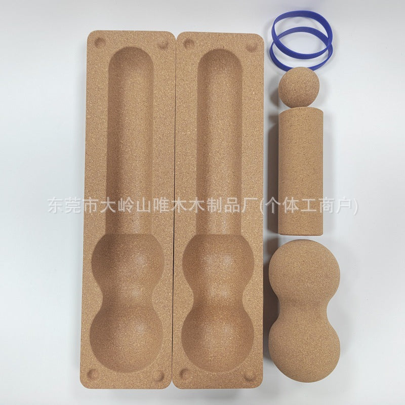 跨境软木瑜伽柱套装对开半圆软木柱按摩健身肌肉放松瘦腿瑜伽滚轴
