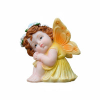 Garden Nymph Figurine Birthday Gift Sitting Angel Statue Cute Design Resin Angel Statue for Kids, Girls, Bedroom, Desktop