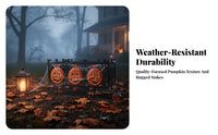 4 Pieces Halloween Fence with Stakes | Outdoor, Festive, Jack-O'-Lantern Fence Panel, for Yard