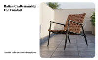 3 Pieces Weather Resistant 3 Piece Patio Conversation Set Modern Design Woven Strap Armchair and Table Set Easy to Assemble for Couples, Homeowners, Adults, Balcony, Backyard, Porch, Poolside