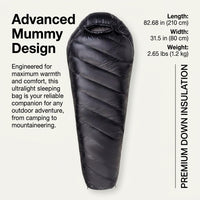 Ultralight Sleeping Bag for Camping, Waterproof Mummy Sleeping Bag, Winter Sleep #variant:Nightfall Black (600G)