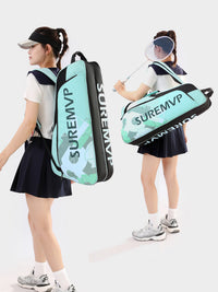 Rectangular Badminton and Tennis Racket Bag, Large Capacity, Oxford Fabric, for Adults, Green/Pink/White