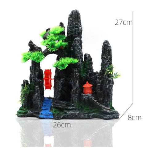 Water Wheel Pagoda Decoration Non-Fading Resin Rockery Ornament Lifelike Design