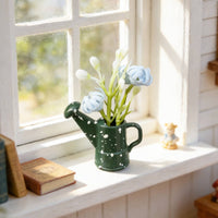 Miniature Watering Can Flowerpot Spring Atmosphere Miniature flower container Detailed 1:12 Scale Flower Arrangement for Hobbyists